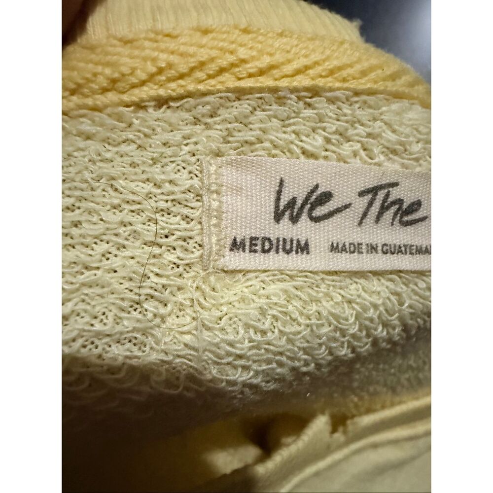 Free People Yellow Cropped Crewneck Sweatshirt Raw Hem Distressed Pullover Top M - Picture 8 of 8